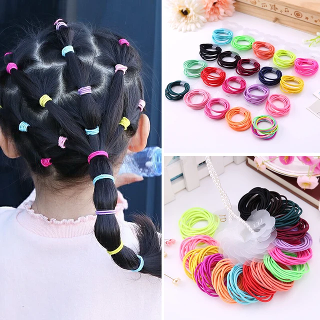 Colorful Pom Pom Balls Hair Ties Kids Girls Cute Elastic Beaded Hair Rope  Children Ponytail Holder Rubber Band Headwear - AliExpress