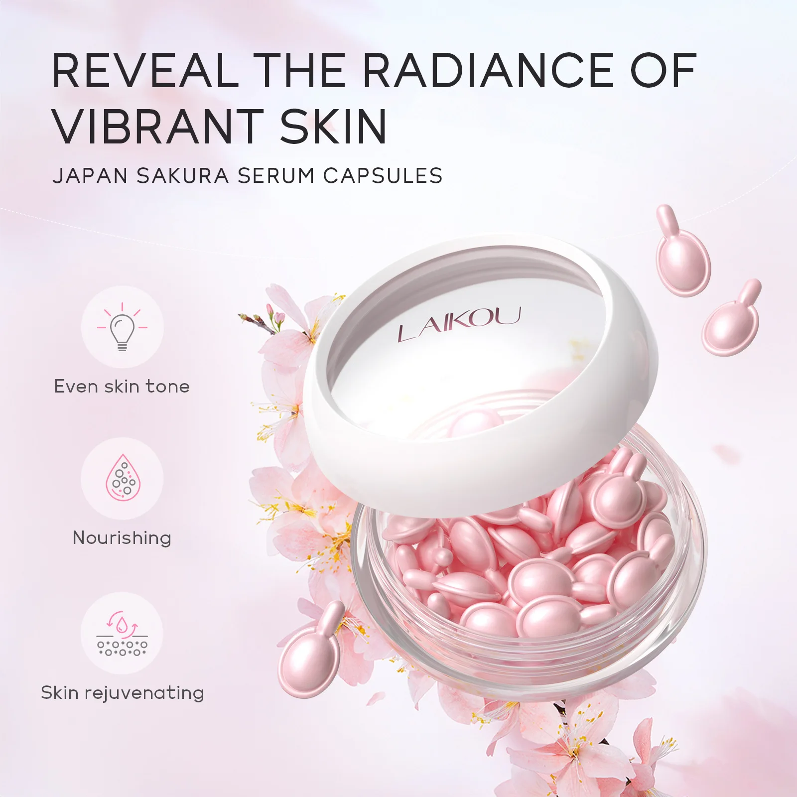 Sakura Capsule Facial Brightening Essence Hydrating, Moisturizing, Nourishing, Anti-Wrinkle Vitamin E Skin Care Products