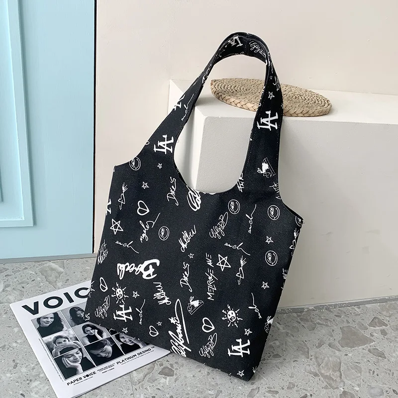 Factory Supply Spot Back Core Cow Model Cute Shoulder Bag Casual Canvas Bag Large Capacity Shoulder Canvas