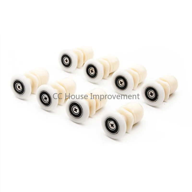 Rodillos de puerta de ducha con eje excéntrico, corredores, ruedas, poleas, Daimeter, 19mm, 23mm, 25mm, 27mm, 8 unidades por lote