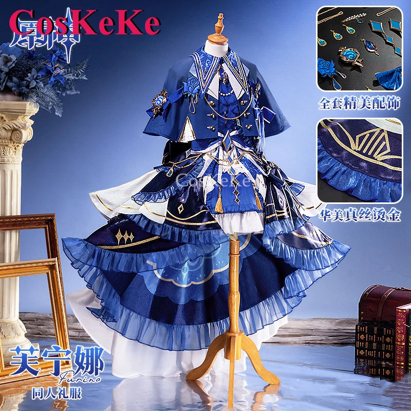 

CosKeKe Furina Cosplay Game Genshin Impact Costume Sweet Elegant Lovely Formal Dress Women Activity Party Role Play Clothing New