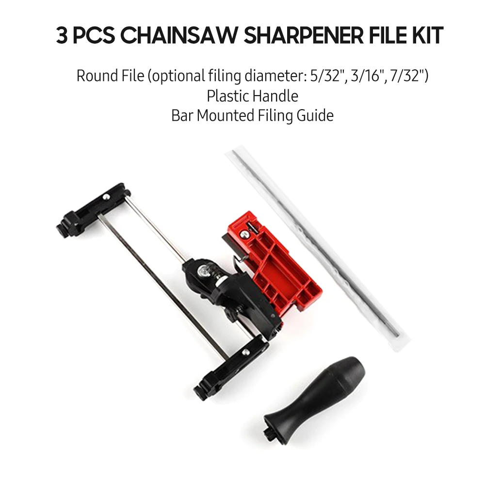 Bar Mounted Chainsaw Sharpener File Kit Manual Filing Guide With 5/32