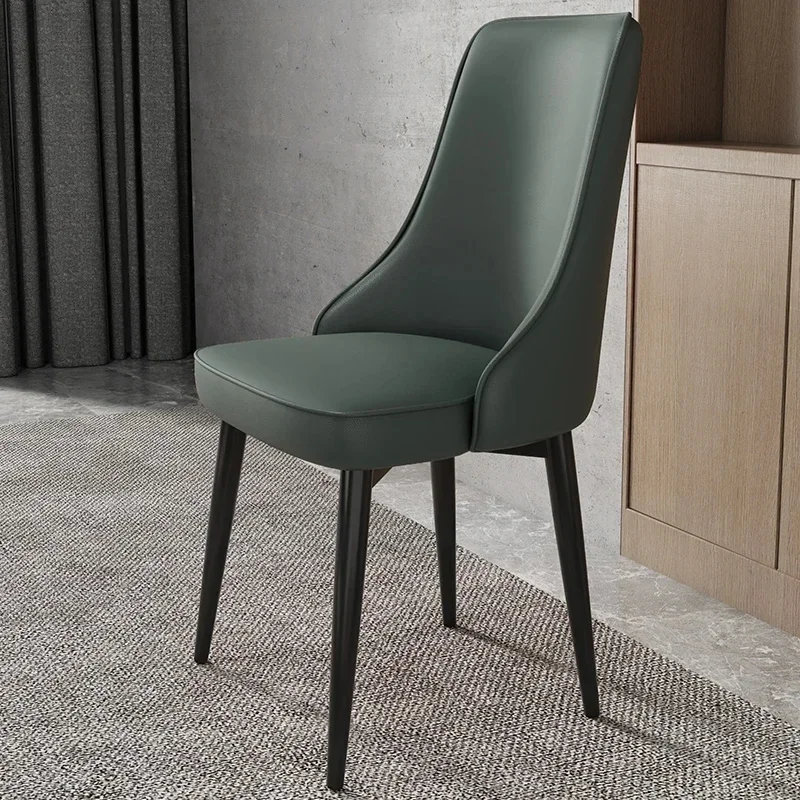 Luxury Kitchen Dining Chairs Beige Modern Trendy Faux Leather Dining Chairs European Upholstered Chaises Salle Manger Furnitures