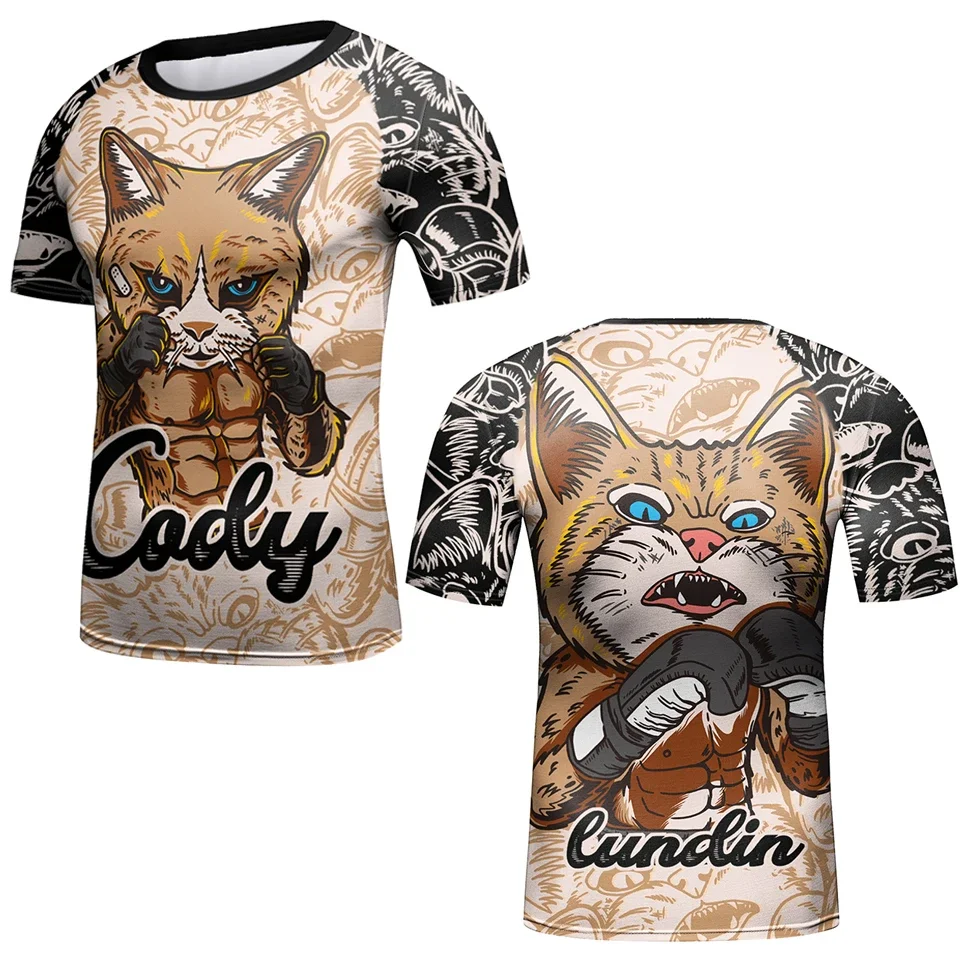 Kids Rashguard Jiu jitsu MMA T-shirt+Pant Bjj KickBoxing Sets Boy Gym Children Muay Thai Shorts MMA Clothing Compression Tights sports apparel