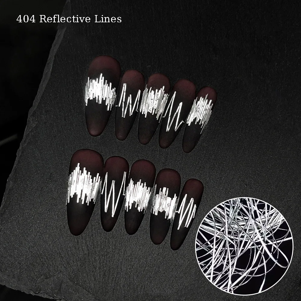 

1M French Nail Reflective Silk Nail Accessories Dark Glittering DIY Threads Ultra Thin 0.5mm Lines Nailfit Flashing Material 404