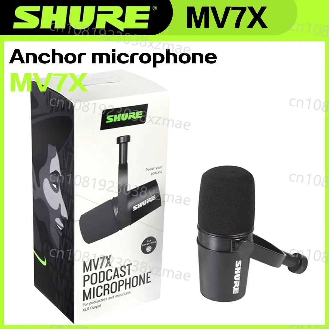 Shure MV7X XLR Podcast Broadcast Microphone Dynamic Cardioid Optimized Frequency Mic for Podcasting & Vocal Recording All Metal