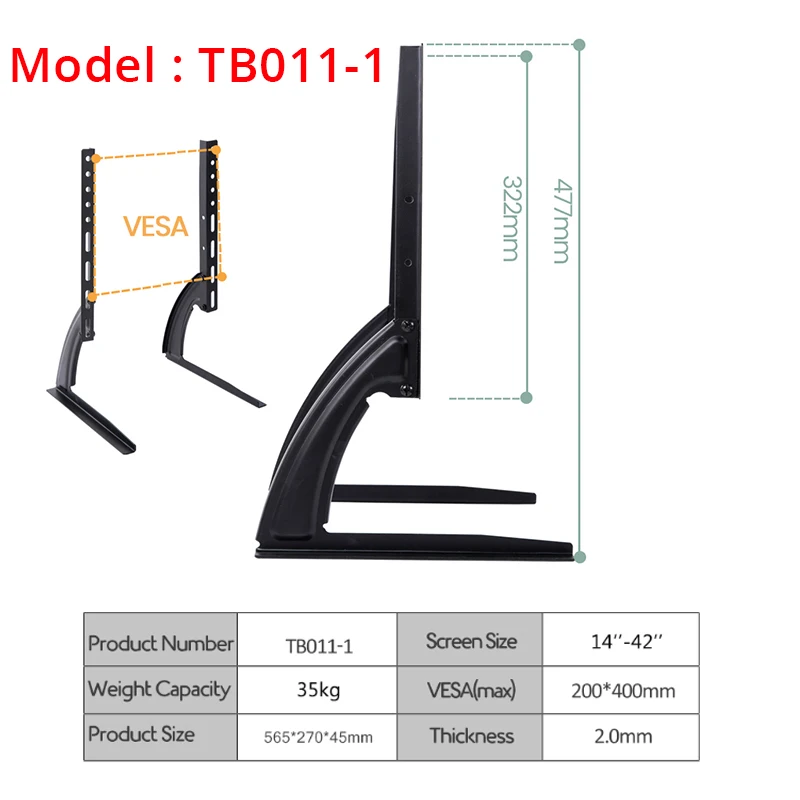 Patas de soporte de TV universales, pies de TV para televisores  LCD/LED/OLED/Plasma de 14 a 42 pulgadas, soporte de TV de repuesto de mesa  para pantalla plana y curva