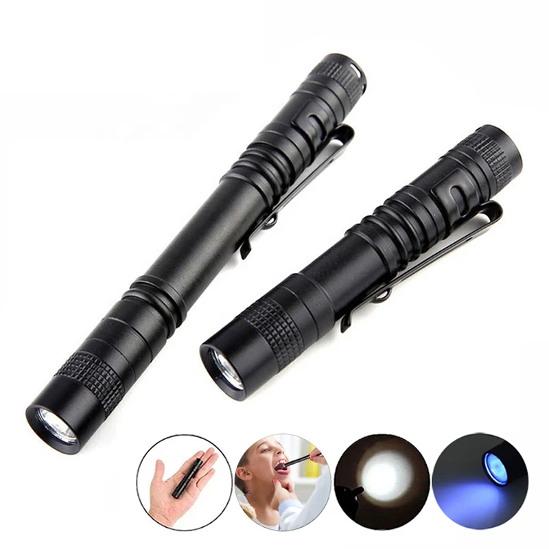 Portable Mini Pen Light Pocket Uv Flashlight Powerful Bright Small