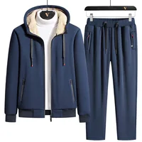 Ensemble de survêtement en cachemire d'agneau pour homme, sweat-shirt à capuche en laine, épais et chaud, vêtements de sport, ensemble deux pièces décontracté 5