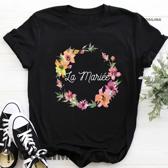 Team Bride Bachelorette Wedding Party Women Evjf Tee Shirt Casual ladies basic O-collar Pink Short Sleeved T-shirt Girl Black3