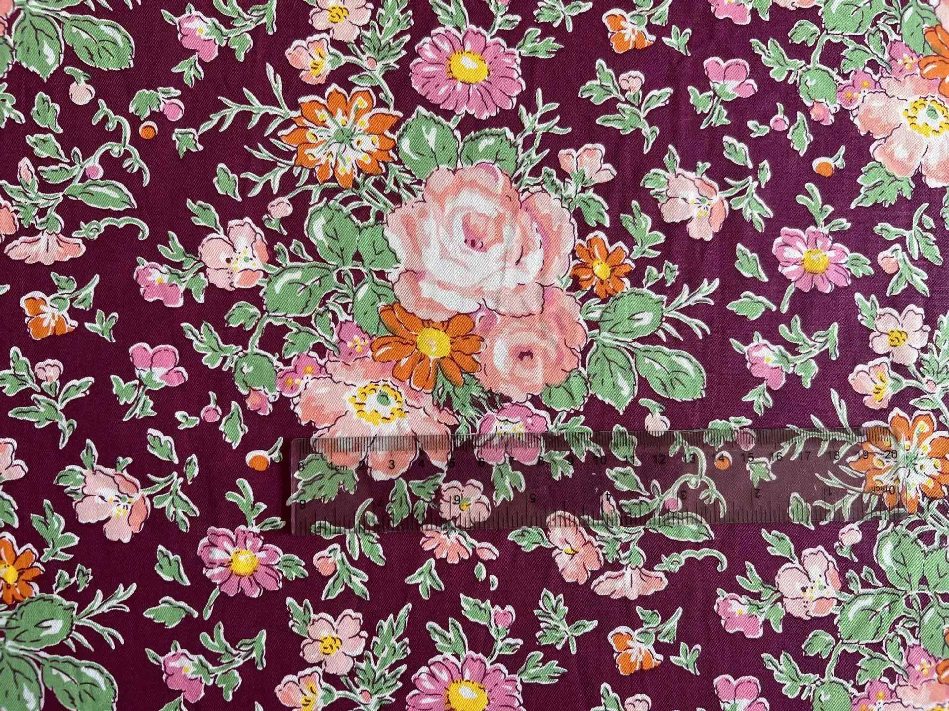 Pure Cotton Twill Printed Floral Fabric, 160x50cm – Ideal for Bedding, Handmade Crafts, and Decor