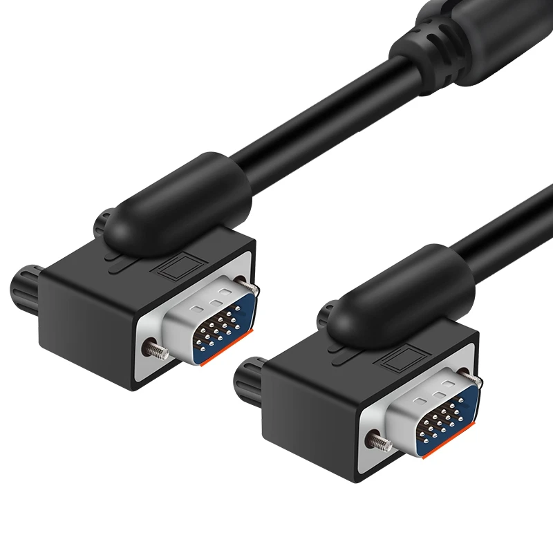 Double 90 Degree Right Left Angle Elbow VGA Male 15pin 1080P Cable 3m For TV Monitor Computer Projector PC Cable VGA Adapter