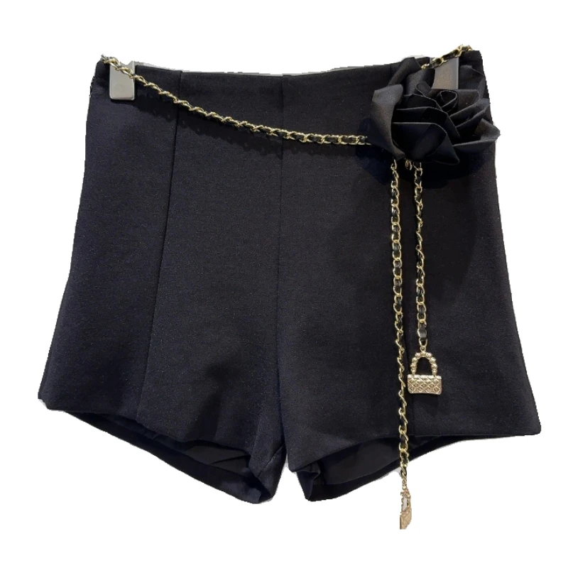 2024 Summer New Classic Style Handmade Flower Chain Decorative Temperament Short Shorts for Women