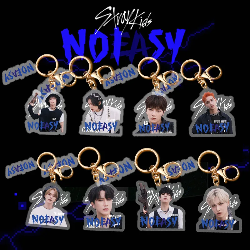 

Kpop Keychains Stray Kids New Album NOEASY Keyring for Keys Bags Key Chain Charms Korean Fashion Idol Boys Accessories Fans Gift
