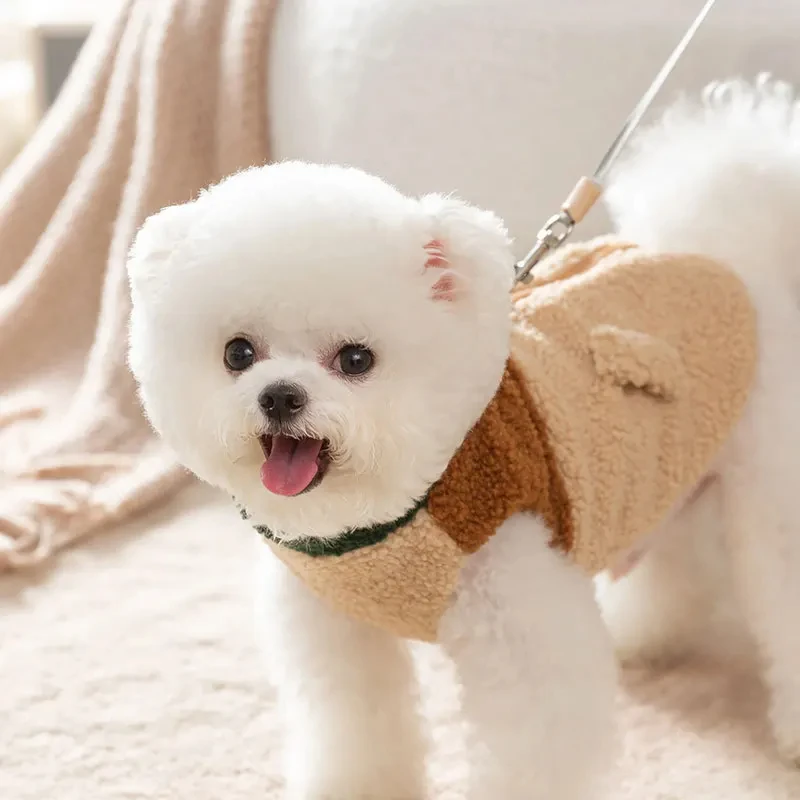 Pet jacket Brown Autumn and Winter Dog Two Legged Cardigan Puppy Warm Clothing Teddy Fashion S-XL