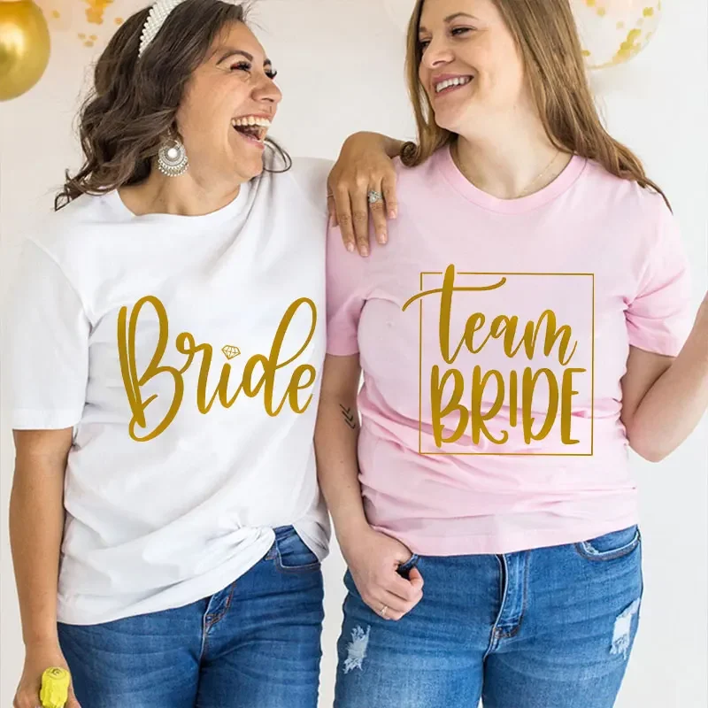 

Bridesmaid T-shirt Friends Bridal Wedding Tops Girls Bachelorette Hen Party Tees Aesthetic cotton Short Sleeve Blouses