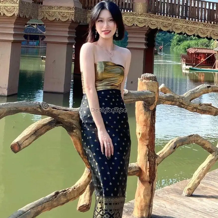 2024 Thailand traditional clothing for women graceful casual daily Thai dress vacation photography sexy folk dance dress a321