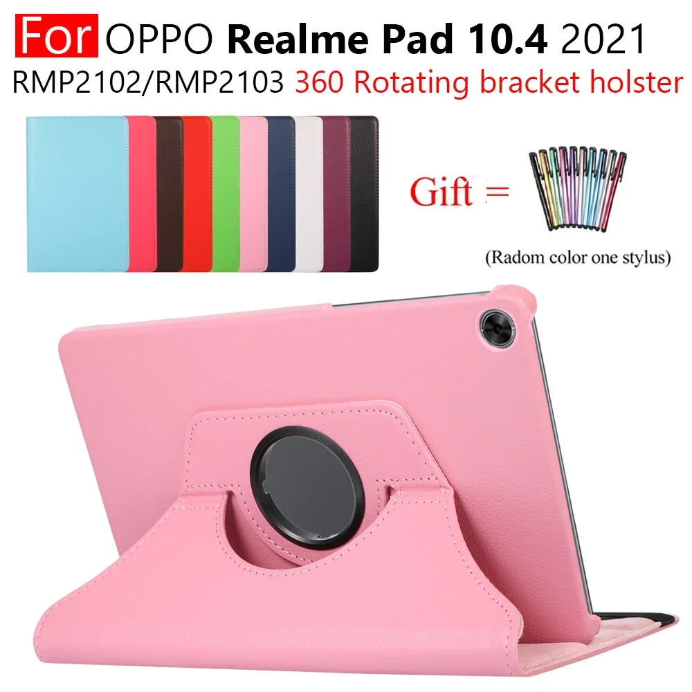 Oppo Realme Pad Smart Cover com Auto Dormir Wake e Caneta Estojo de Couro pu Suporte Giratório de 360 Graus 10.4 2023