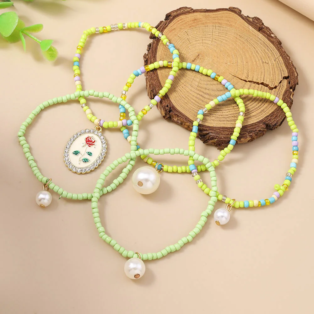 Aihua Süßes Mädchen-Armband mit Sakura-Blumenperlen und Perlen für Frauen, handgefertigt, für Kinder, Freundschaft, beste Freunde, Geschenke, Schmucksets – Detail 1