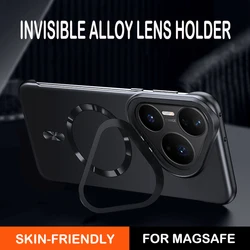 Magnetic Shockproof Stand Case with Camera Holder - Frameless PC Matte Cover for Huawei Pura 80 (Black)