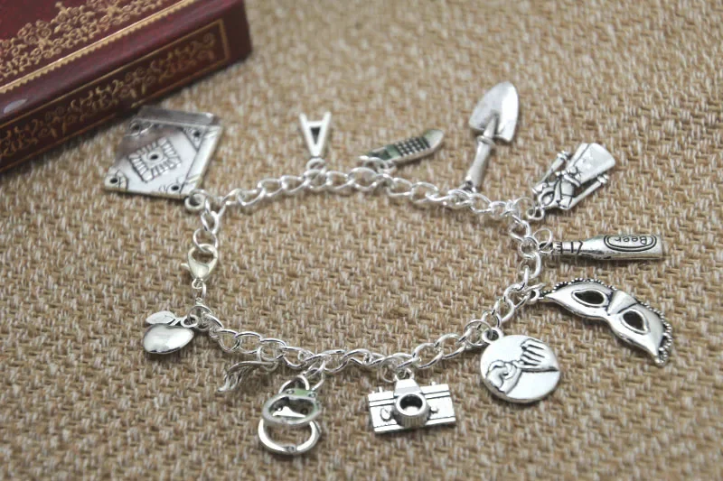 

12pcs Pretty Little Liars Inspired Charm Bracelet Silver Tone