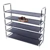Simple Assembly 5 Tiers Non-woven Fabric Shoe Rack with Handle Black RT 2