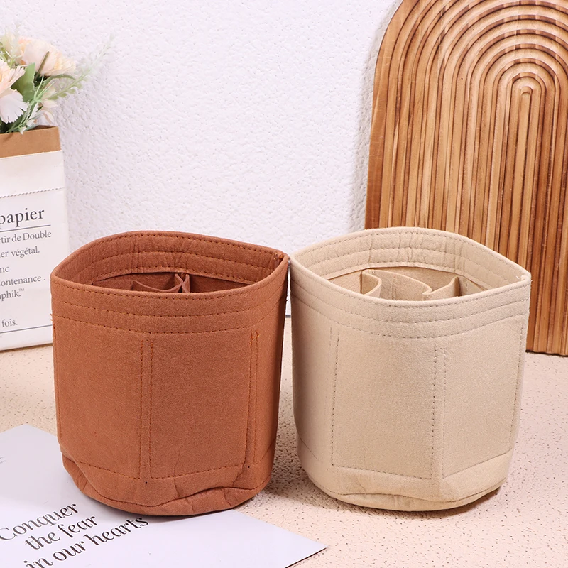 Women Make Up Bag Bucket Felt Insert Bag Soft Pouch Handbag Travel Purse Liner Portable High-capacity Cosmetic Organizer 5Colors 3