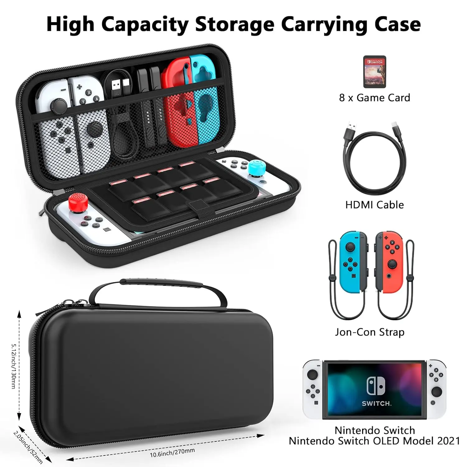 Custodia Portatile Leggera per Console Switch, Borsa Protettiva Impermeabile di Grande Capacità per Accessori da Gioco - immagine 4