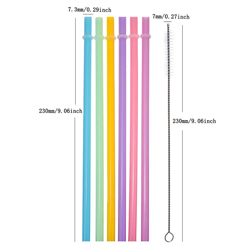 12 Pcs reusable plastic straws glitter drinking straws for Stanley Cup clear sparkle straw with cleaning brush for tumbler party reusable plastic straws