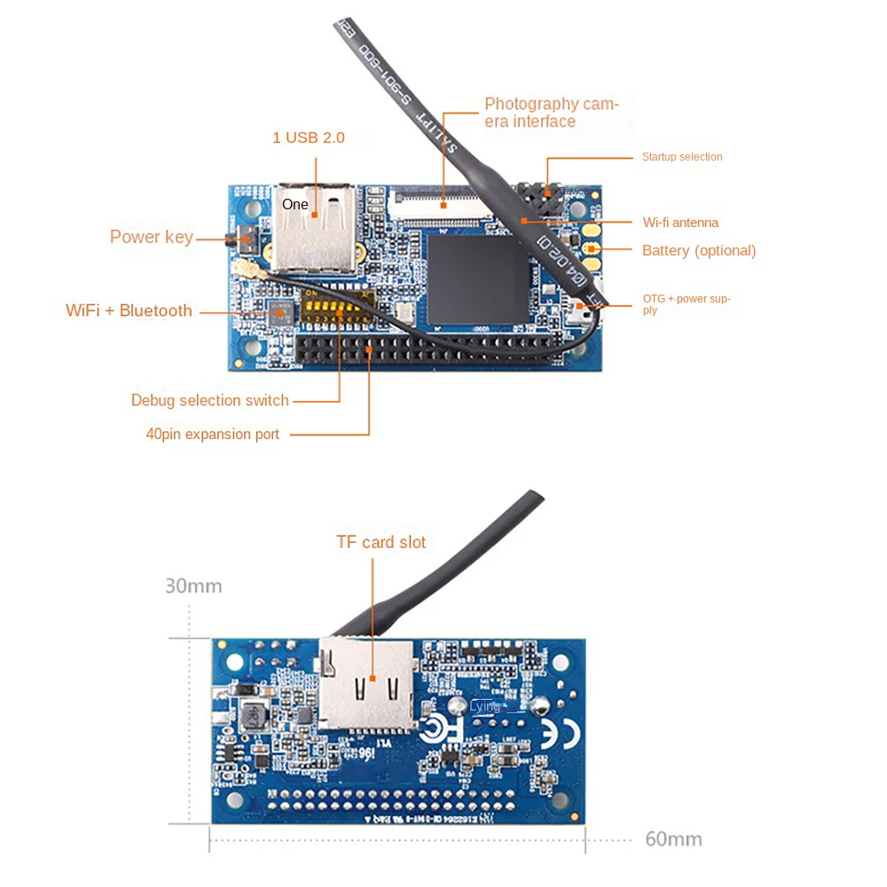 Orangepi I96 ARM Cortex-A5 32bit CPU 256MB LPDDR2 SDRAM WIFI + BT α׷ MCU   (ī޶  )