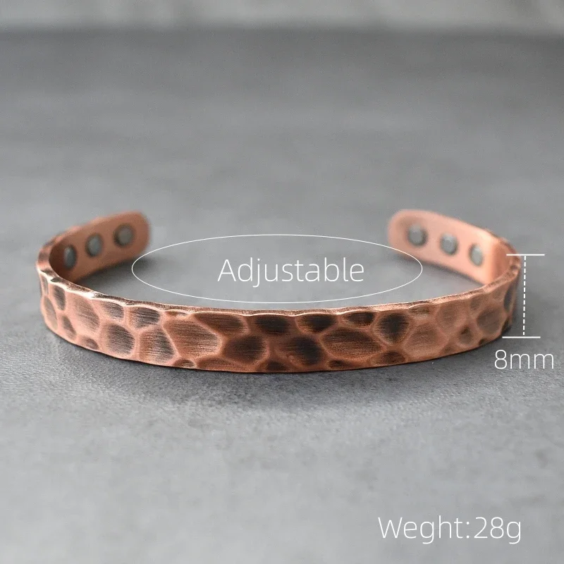 Pure Copper Irregular Surface Magnetic Bracelet Arthritis Therapy Energy Bangle Jewelry Pain Relief Bio Magnetic Bangles Men bangle bracelet magnetic bracelet
