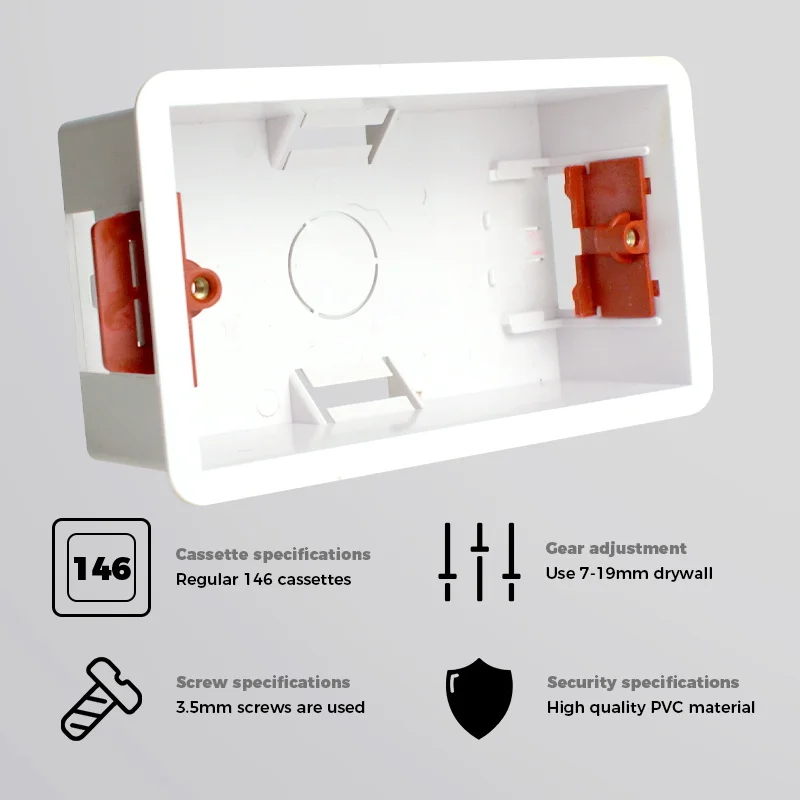 Plastic Dry Lining Box 146 Type Wall Switch Power Socket Gypsum Board Drywall Boxes 45mm Depth Plasterboad Hidden Cassette