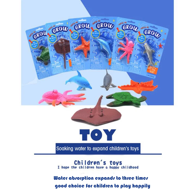 Growing  Expanding in Water Simulation Ocean Shark Dolphin Octopus Dinosaur Toy Educational Toy Creative Magicscience education mini simulation ocean animal model shark whale dolphin ray action figures early educational toy for children