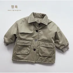Girls' Winter Coat - Cozy Cotton Jacket - 18M (Khaki)