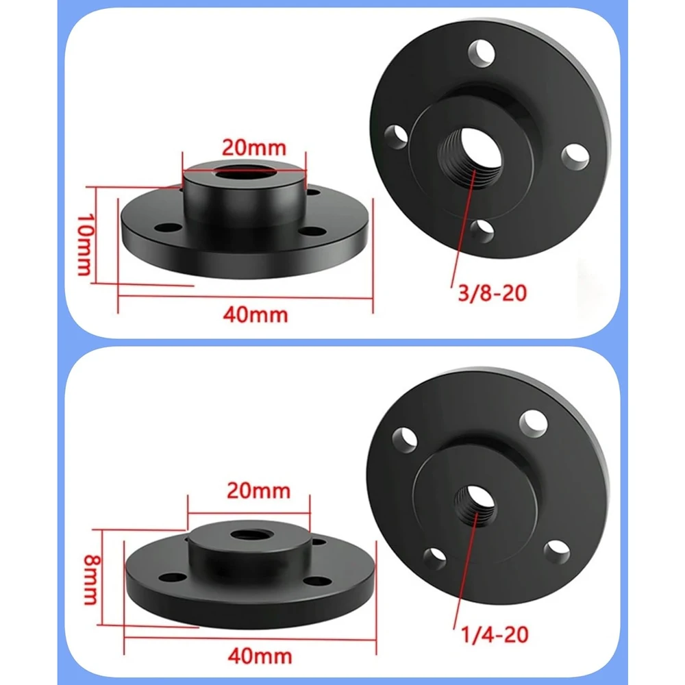 Aluminum Alloy Flange Mount for GoPro Action Cameras 1/4" 3/8" M6 Thread Camera Mount Holder for Photography Video Equipment