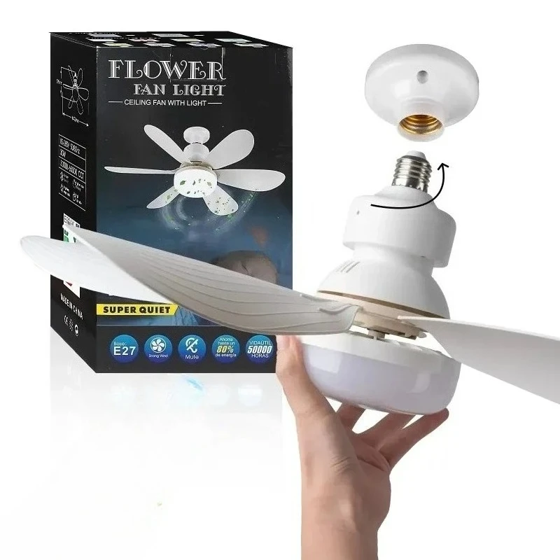 LED Ceiling Fan Lights 30W E27 With Remote Control For Living Room Study