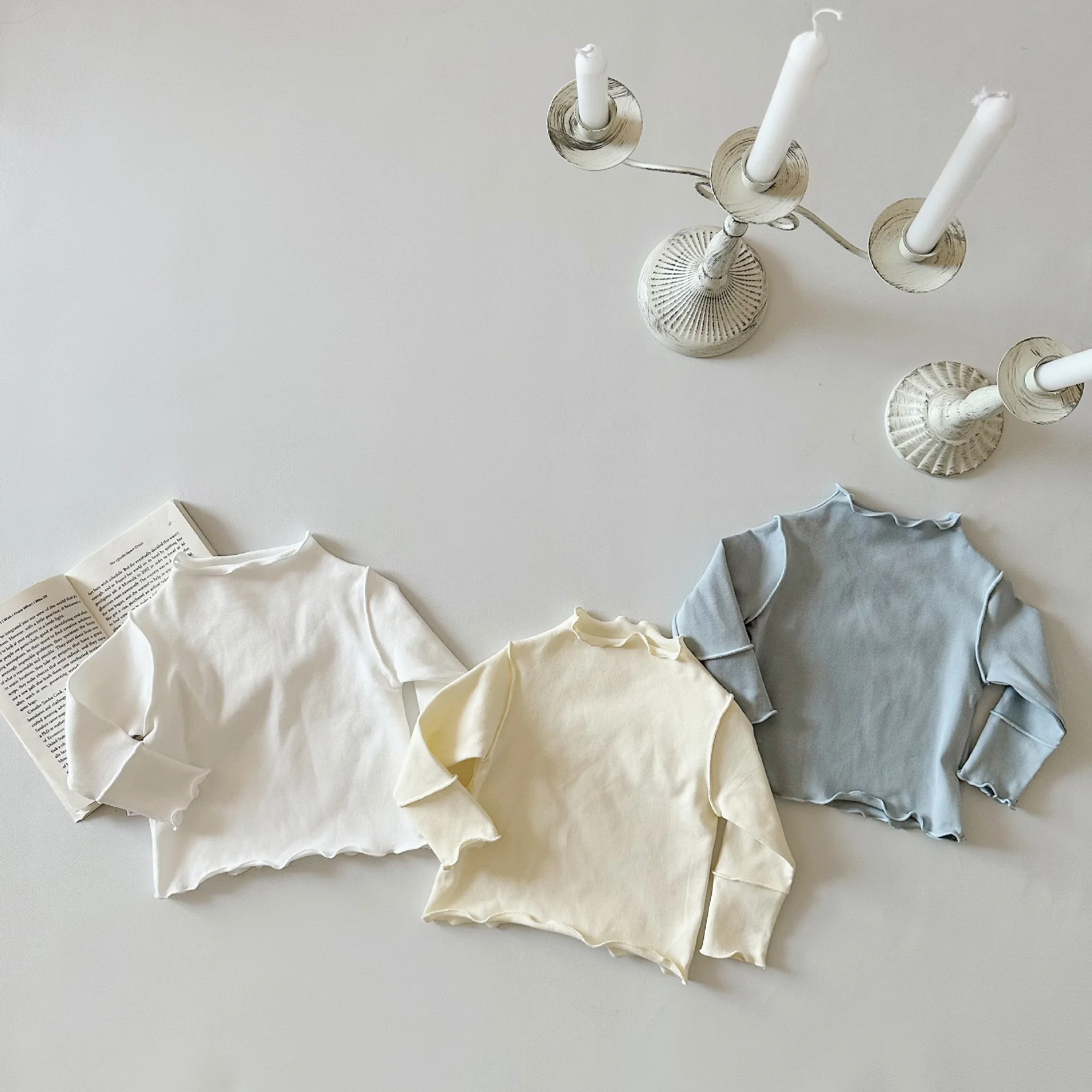 

2024, весенние детские блузки для девочек, детские универсальные рубашки с оборками, однотонные простые хлопковые топы для малышей