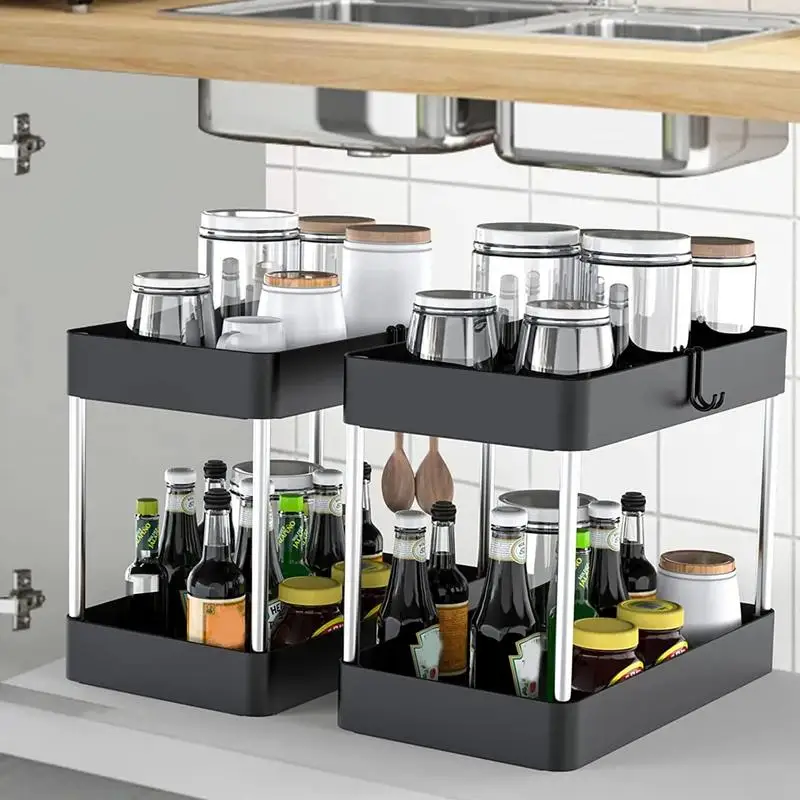 

Under Sink Storage Organizer 2 Tier Drawer Multipurpose Rack Cabinet Under Sink Storage Rack Bathroom Kitchen storage shelf