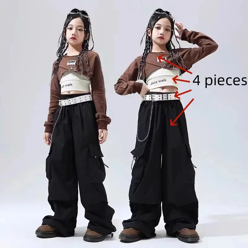 

Hip-hop Children's Fashionable Clothes Hiphop Girls Jazz Dancing Workwear Navel Show Suit Model Show Performance Suit