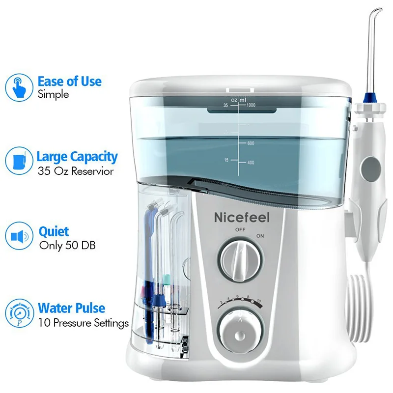 1000ml Electric Oral Irrigator Dental Powder Oral Cleaning Agent Oral Care Dental Powder SPA Ultraviolet Disinfection 7 Nozzles 1
