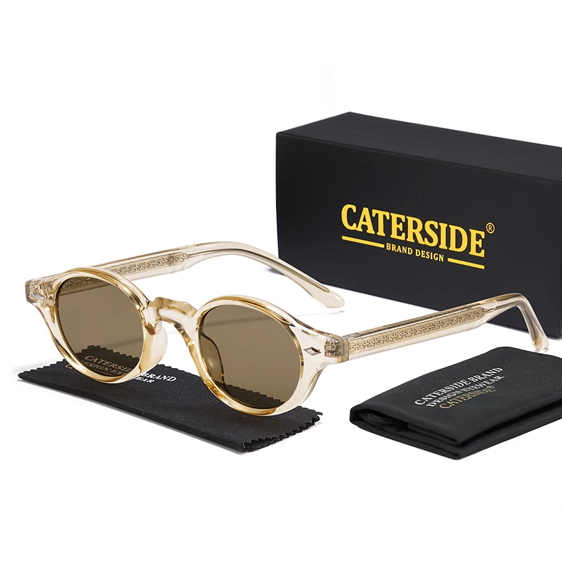 CATERSIDE Mode Oval Damen Sonnenbrille Vintage Kleiner Rahmen Luxus Tempelspitzen Sonnenbrille Herren Party Outdoor Brille