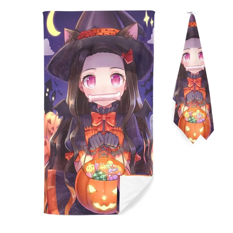 

In Stock Animation Demon Slayer Kamado Nezuko Fitness Running Sweat Practical Beach Towel Swimming Bath Towel Anime Model