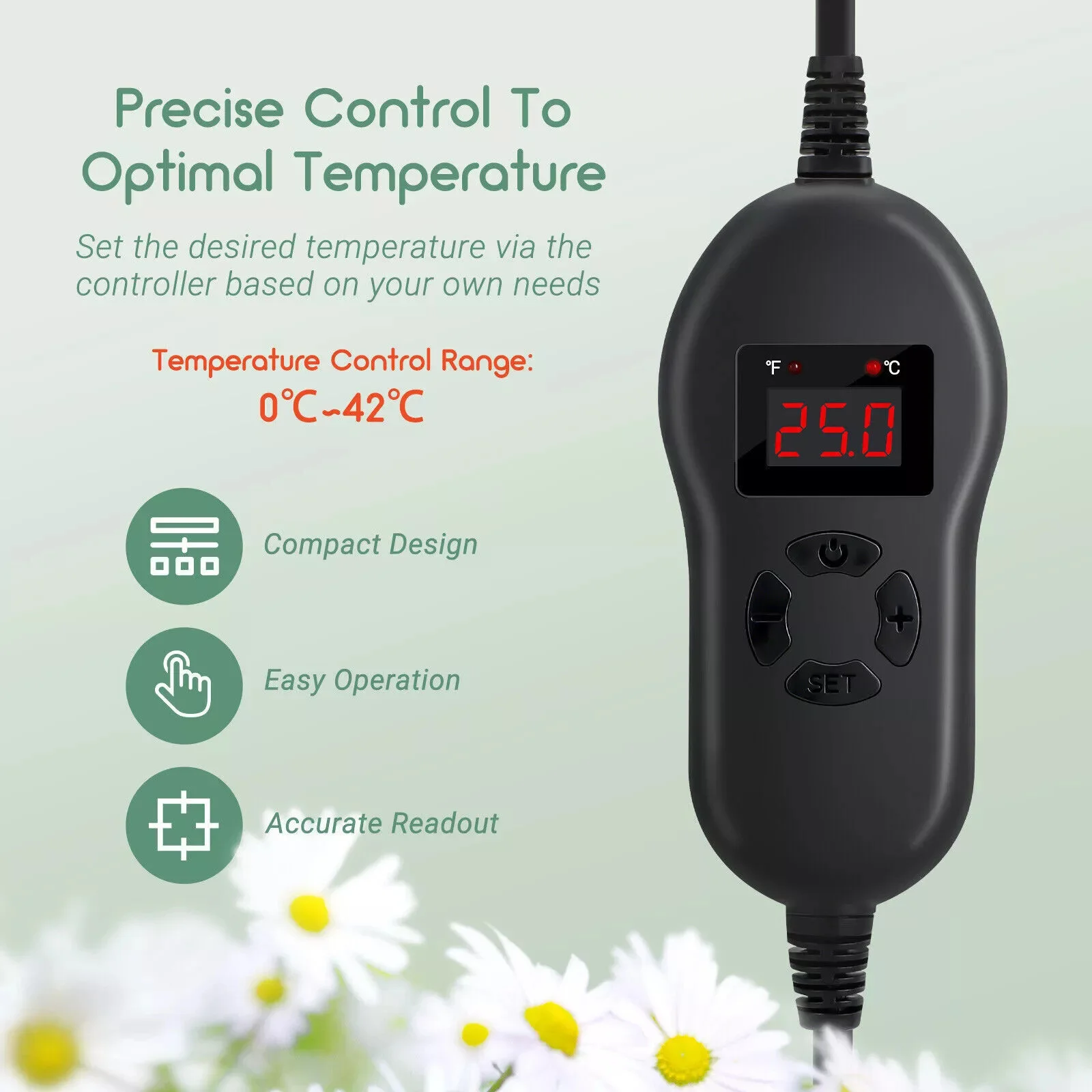 Indoor Seedling Heating Mat with 30W Thermostat IP67 Waterproof Heating Pad for Hydroponics Cultivation,Fish Tank,Plants Growth seedling heat mat