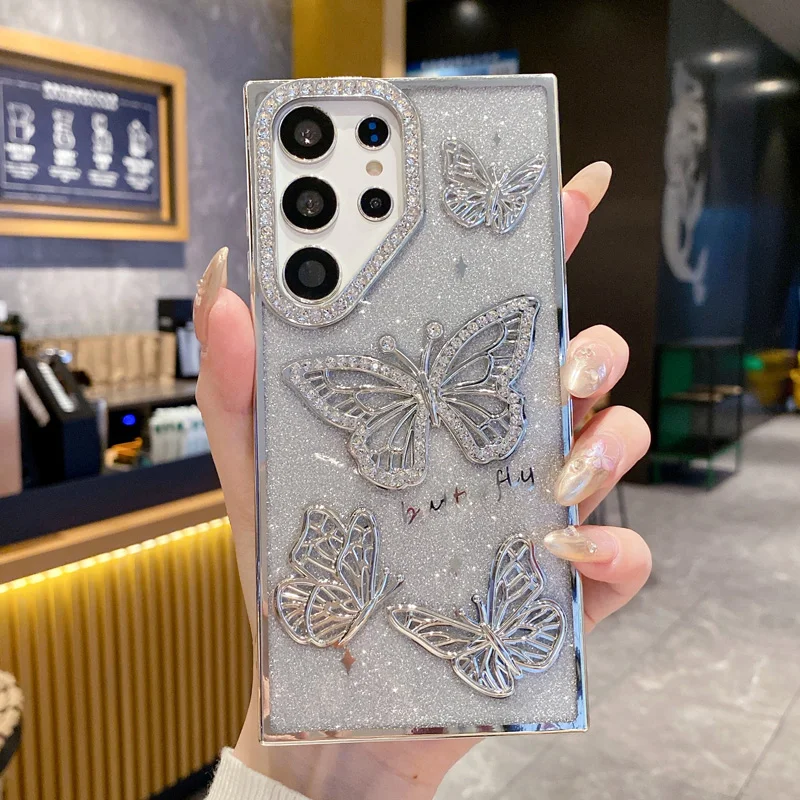 Butterfly Glitter Rhinestone Phone Case - Sparkling Back Cover