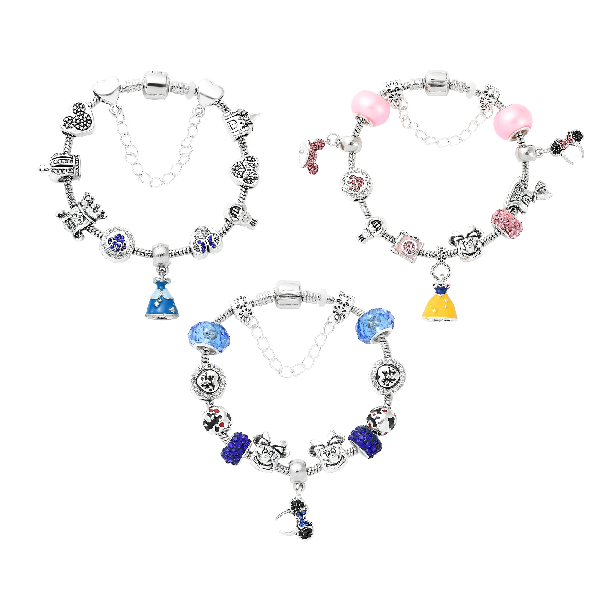 

Disney Cartoon Anime Figure Mickey Mouse Beads Bracelet Cute Charms Bracelet Enamel Pendant DIY Jewelry Kids Toys Gifts Bangles