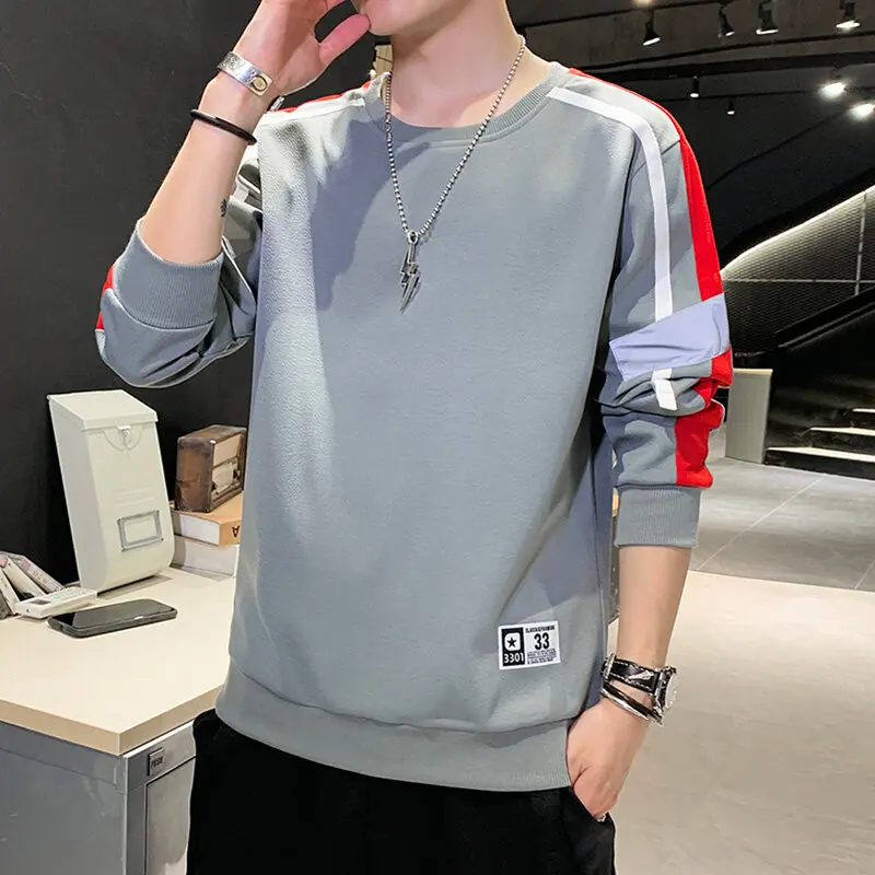 Fashion O-Neck Spliced Color Striped Sweatshirts Men's Clothing 2024 Spring Summer New Loose Casual Tops All-match Sweatshirts
