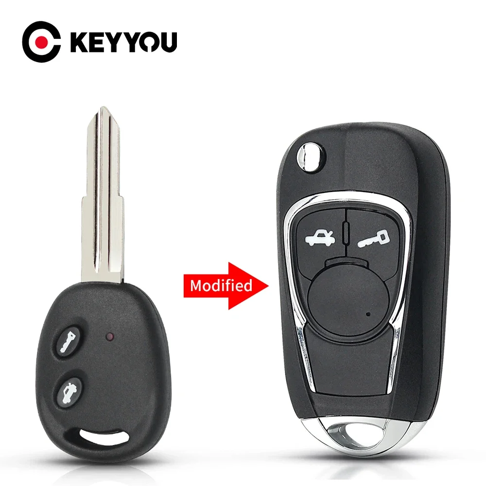 

KEYYOU Modified Folding Car Key Case For Chevrolet Aveo Lova Epica Sail Folding Remote Car Key Case 2 Button Left/Right Blade