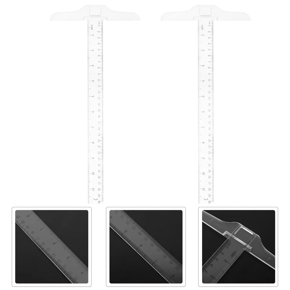 Measuring Ruler 2-Pack Double Side Square Rulers - Orange Plastic ...