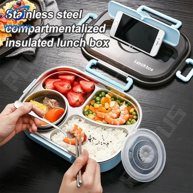 4 Grid Thermal Lunch Box Stainless Material Microwave Boxs Leakproof Bento  Box 304 for Work Picnic Warm Keeping Storage Boxes - AliExpress