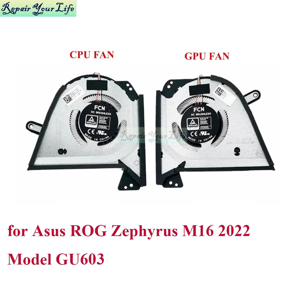 Ventiladores de Refrigeração para Asus Rog Zephyrus M16 Gu603 Gu603zm Gu603ze zw Ventilador do Radiador Refrigerador Portátil 13nr08r0t02111 13nr08r0t03111